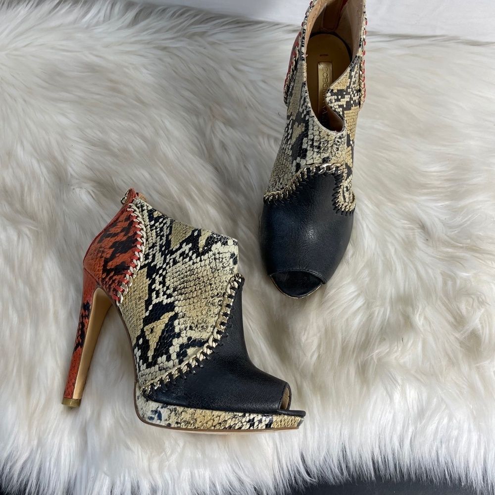 BCBG Max Azria Britt Chain Python Colorblock Heel… - image 3